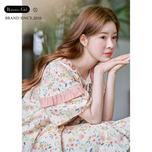 bananagirl柔软舒适碎花睡裙女士
