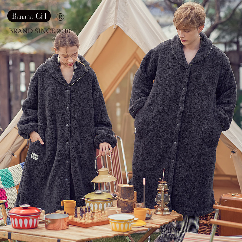 Bananagirl情侣睡衣女秋冬长款睡袍珊瑚绒加厚浴袍家居服男士大码,女士内衣/男士内衣/家居服,睡袍/浴袍,淘宝优惠券,粉丝福利购,淘宝优惠卷