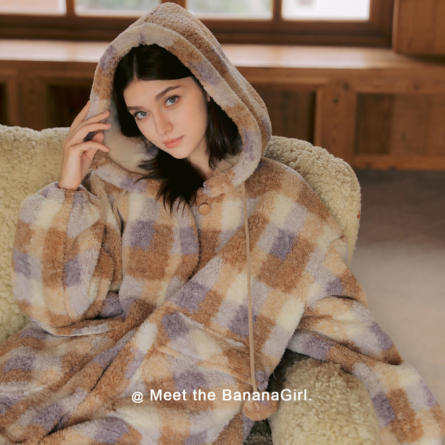 Bananagirl睡衣女套冬季新款加厚加绒长款格子睡袍家居服可外穿套,女士内衣/男士内衣/家居服,睡衣/家居服套装,淘宝优惠券,粉丝福利购,淘宝优惠卷