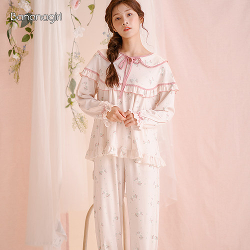 香蕉女孩小清新公主风长袖睡衣