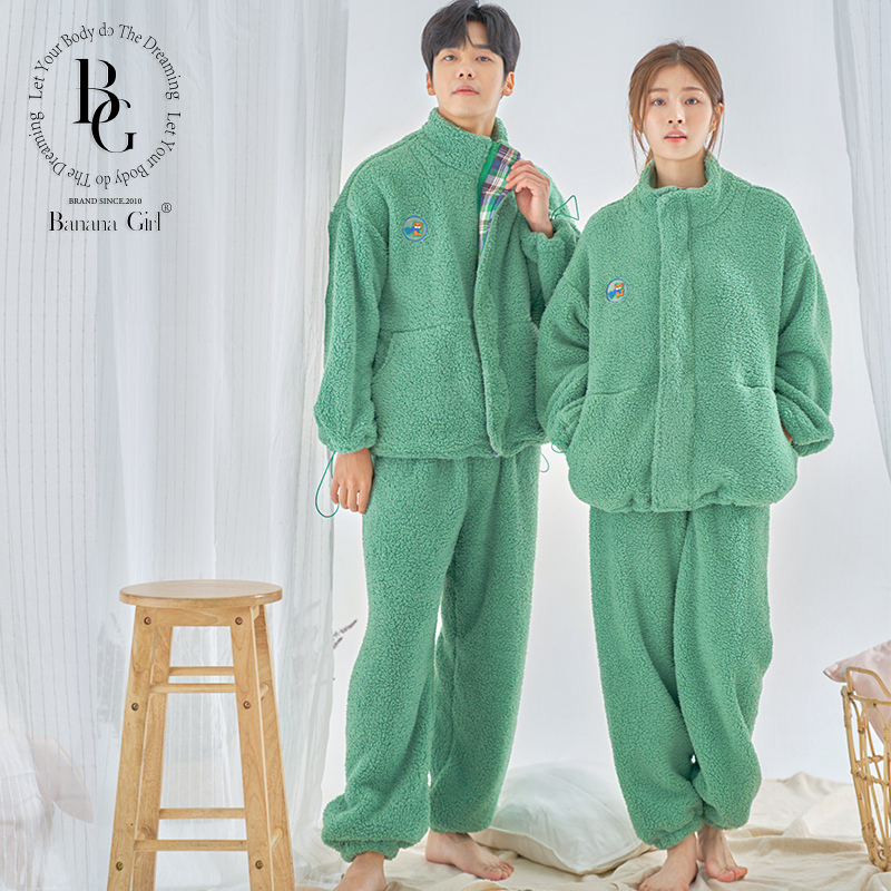 bananagirl秋冬款珊瑚绒情侣睡衣
