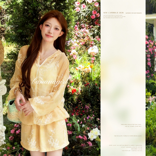 Bananagirl防晒连帽开衫女款夏季新款休闲三件套时尚外套少女套装