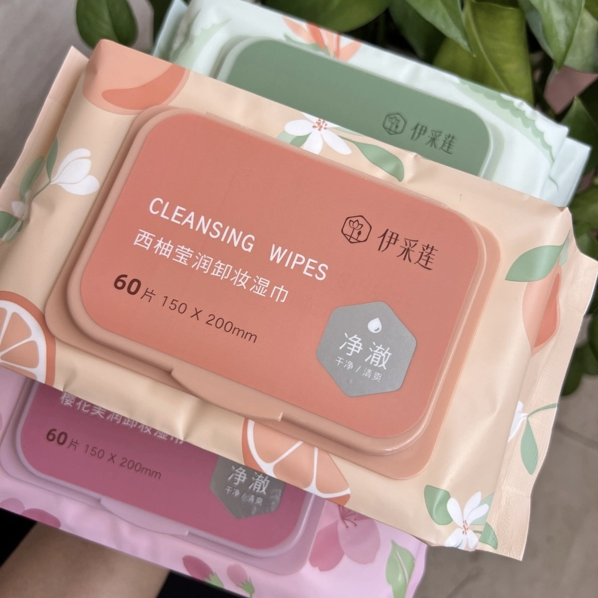伊采莲卸妆湿巾芦荟樱花西柚眼脸唇三合一卸妆棉抽取式便携湿巾纸图片