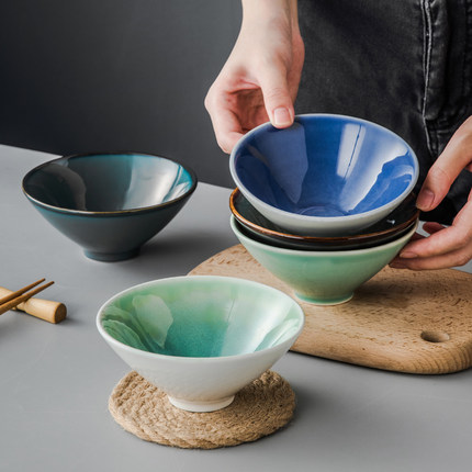 日式复古家用陶瓷碗饭碗单个沙拉碗甜品碗个性冰粉碗酱料碗商用