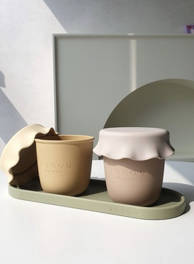 LLM 韩国ROCOU婴幼儿辅食硅胶保鲜盒可蒸煮宝宝外出便携密封餐具