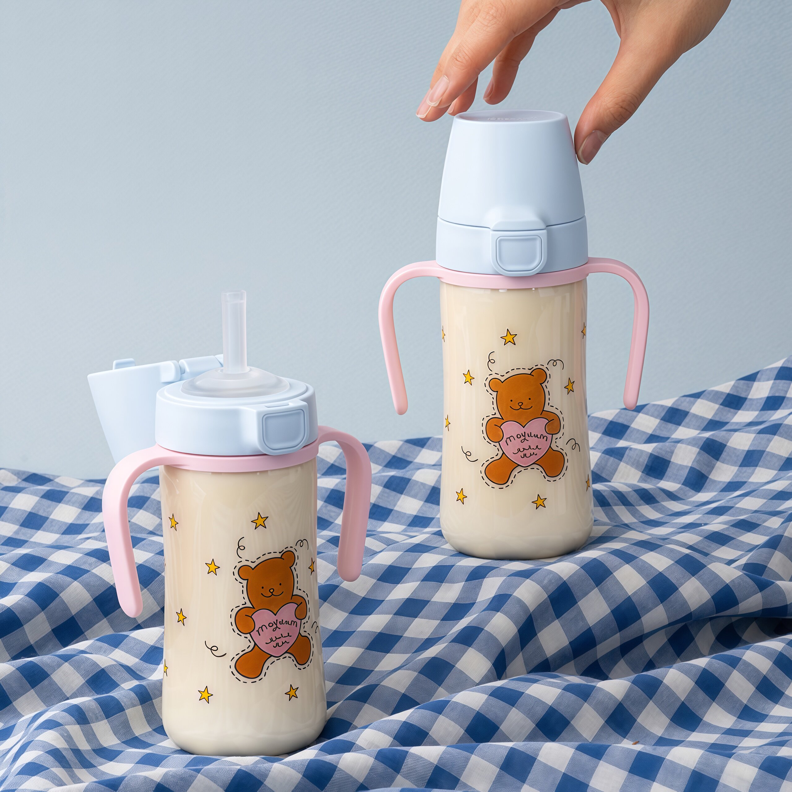 韩国moyuum春日限定新品小熊小雏菊婴幼儿吸管杯奶瓶防胀气 PPSU