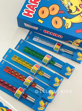 LLM 韩国Haribo可爱小熊不锈钢拼色筷子儿童成人亲子筷宝宝学习筷