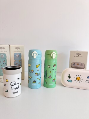 韩国膳魔师联名插画保温杯直饮