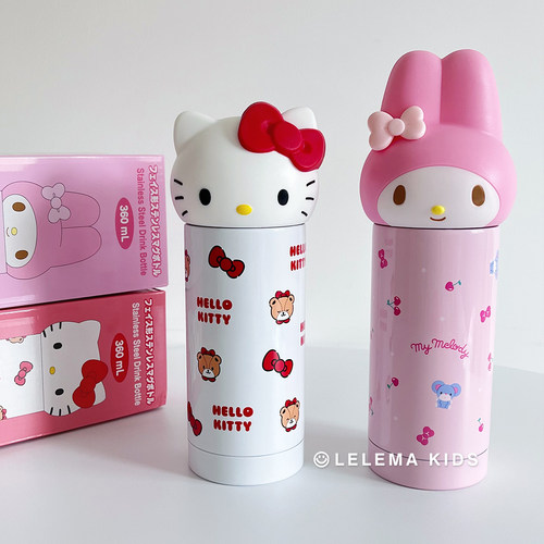 现货 日本购三丽鸥Kitty美乐蒂可爱头型不锈钢保温保冷杯便携水杯