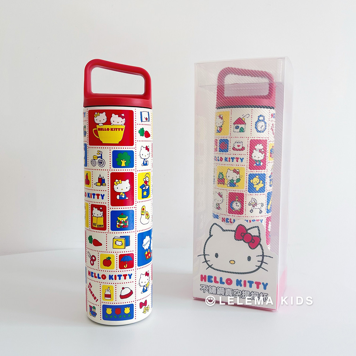 台湾限定三丽鸥hellokitty不锈钢保温杯手提保冷水杯勺筷便携餐具