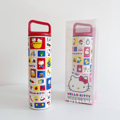 台湾限定三丽鸥hellokitty不锈钢保温杯手提保冷水杯勺筷便携餐具