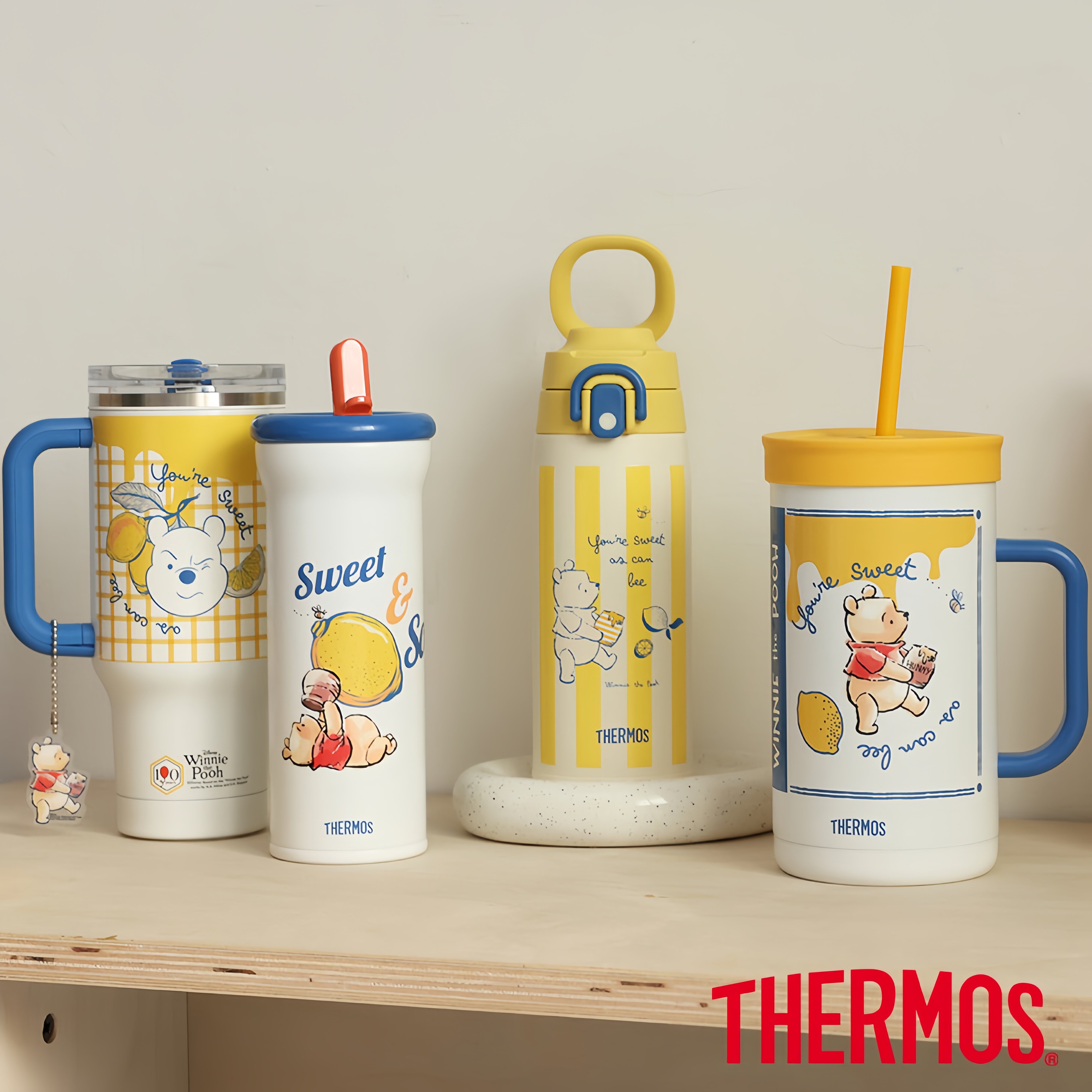 台湾膳魔师THERMOS联名限定小熊维尼卡通保温杯便携吸管杯直饮杯