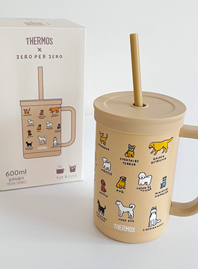 韩国膳魔师联名zeroperzero新品狗狗不锈钢保温杯桌上吸管杯带盖