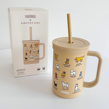 韩国膳魔师联名zeroperzero新品狗狗不锈钢保温杯桌上吸管杯带盖