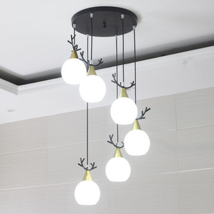 北欧风格 loft公寓现代简约客厅长吊灯 旋转楼梯间吊灯别墅中空复式