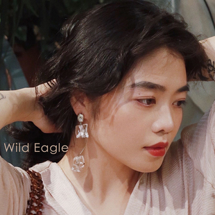 透明冰块耳针 原创设计修饰显脸小型设计感不规则银耳夹WildEagle