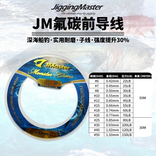 童元JM 铁板路亚氟碳隐形前导线耐磨子线鱼线 深海船钓高强度
