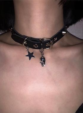 暗黑朋克y2k亚文化辣妹五角星骷髅项链chocker颈链项圈情侣万圣节