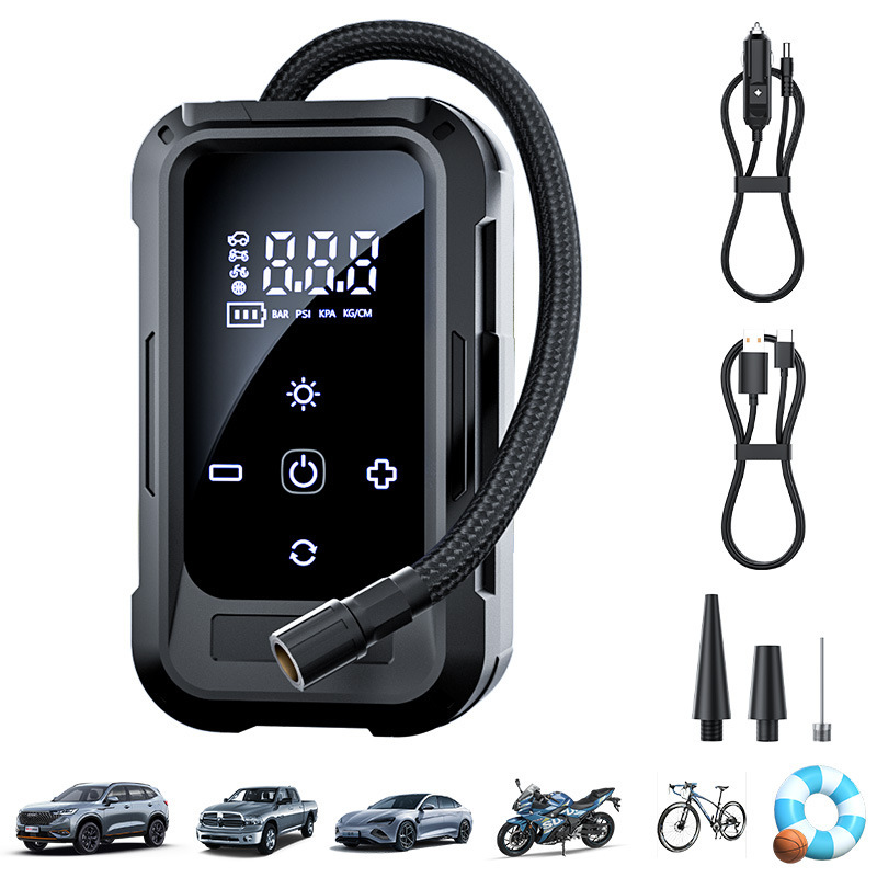 跨境热销无线车载充气泵电动智能便携式越野汽车自行车轮胎打气泵