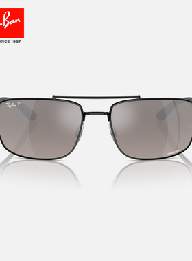 RayBan雷朋太阳金属长方形黑色男女眼镜潮酷款偏光镜框0RB3737CH