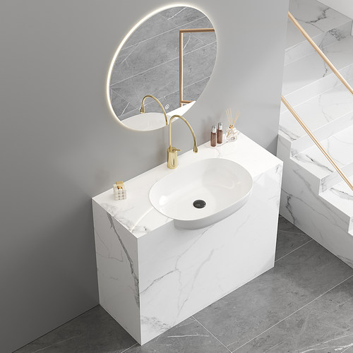 冬瓜盆立柱盆定制岩板大肚盆