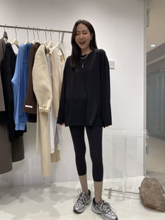 果冻T widelia韩国老板娘宽松加绒开叉软糯风打底衫长袖T恤女9970