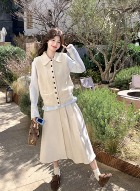 独特漂亮甜美毛衣马甲套装女春季2026新款气质雪尼尔半身裙三件套