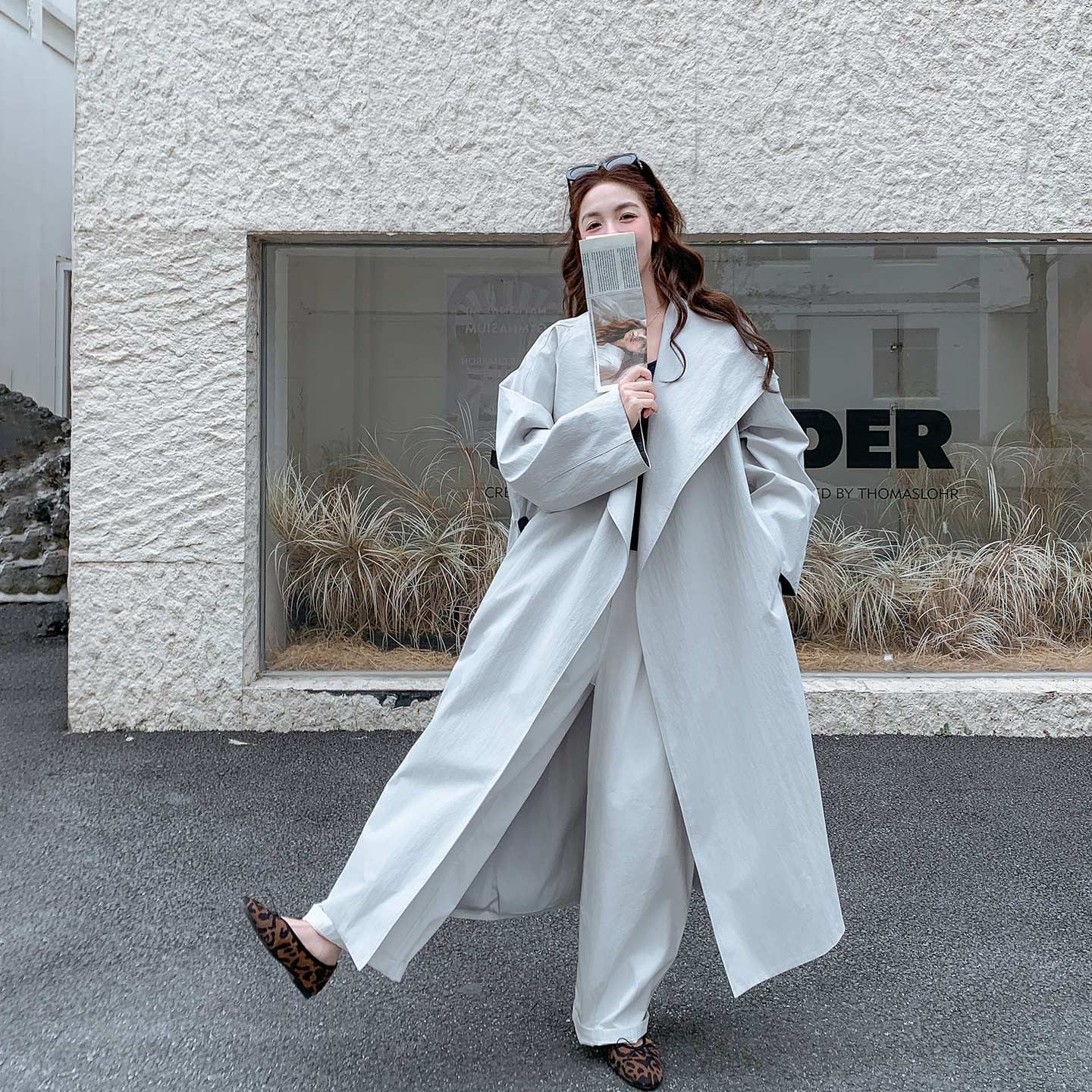 大翻领高级感超火风衣外套女春季2026新款今年流行英伦风长款大衣