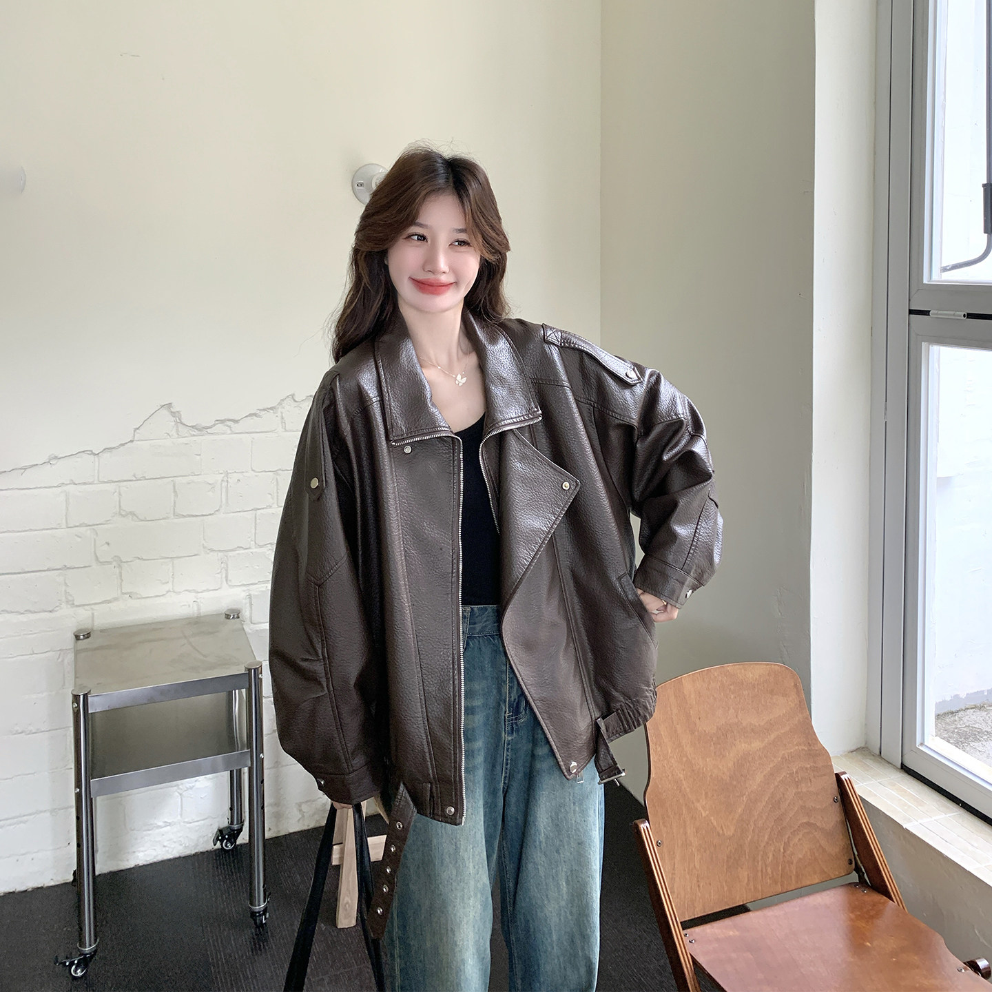 今年流行爆款咖色复古皮衣外套女春季2026新款小个子巨好看PU夹克