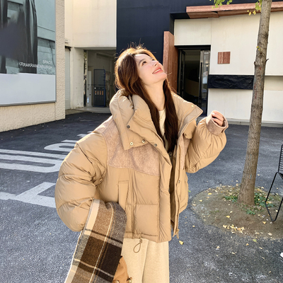 休闲减龄连帽90绒羽绒服女冬新款