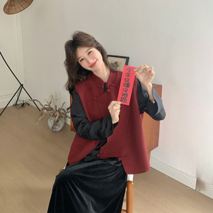 新中式国风马甲打底套装女春季2026新款小个子超火ootd穿搭两件套