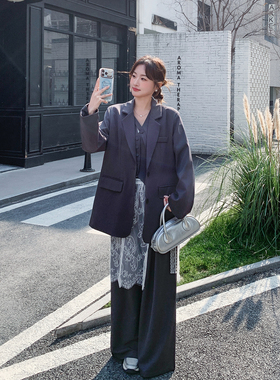 一整套ootd穿搭减龄套装女春季2026新款超火西装马甲阔腿裤三件套