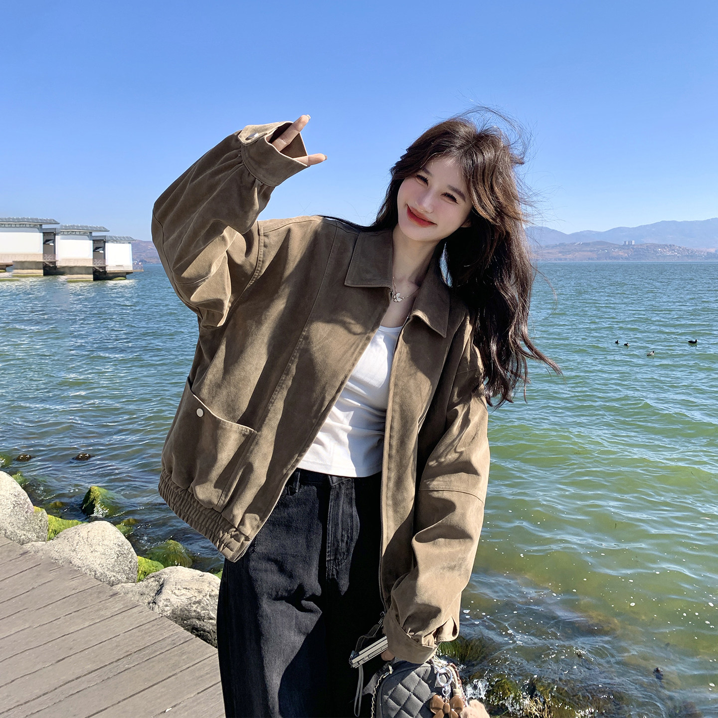 减龄时尚气质翻领短款外套女春季2026新款小个子巨好看高级感夹克