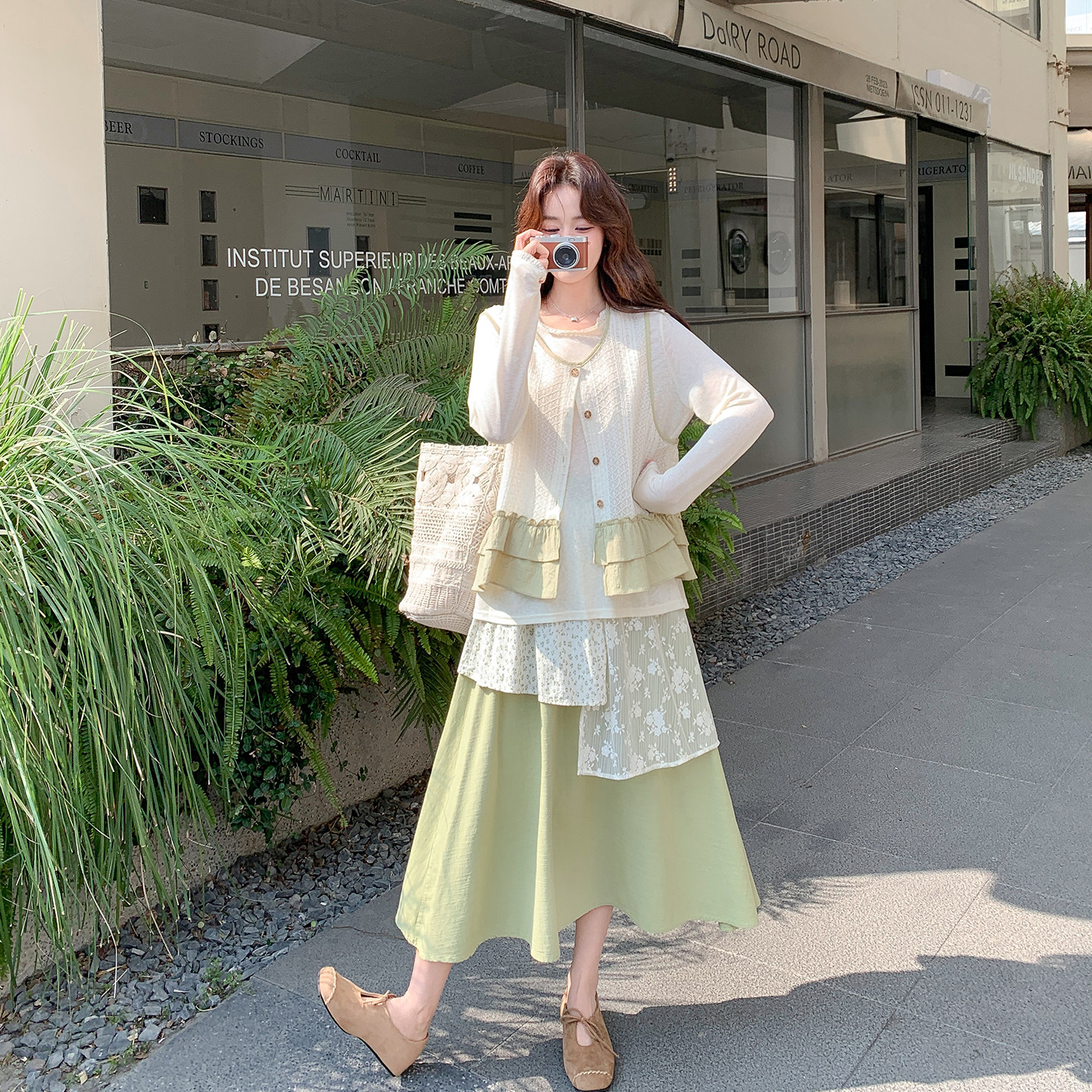 少女风俏皮可爱马甲套装女春季2026新款流行爆款T恤半身裙三件套