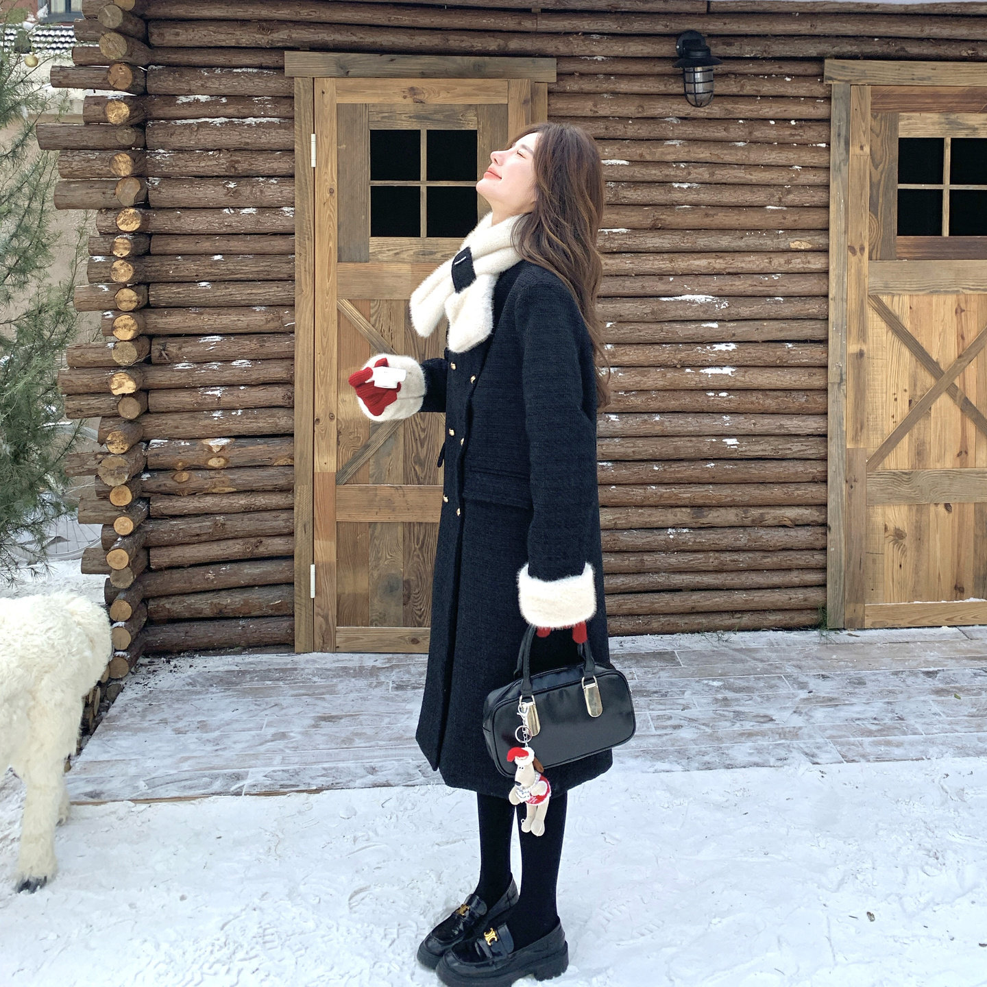 炭灰色氛围感超好看的毛呢羽绒服女冬季2025新款90绒小香呢子大衣