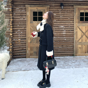 炭灰色氛围感超好看的毛呢羽绒服女冬季2025新款90绒小香呢子大衣