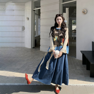 俏皮减龄卡通撞色马甲半身裙套装女春季2026新款氛围感甜美三件套