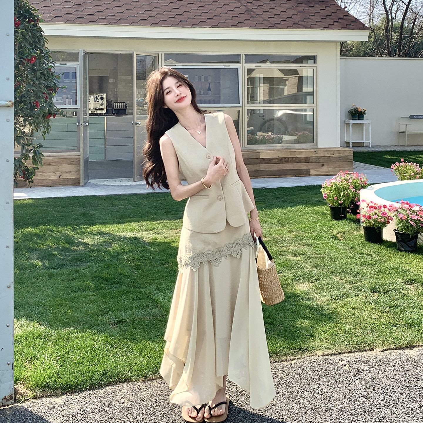 洋气巨好看西装蕾丝半身裙套装女夏季2026新款今年流行爆款两件套