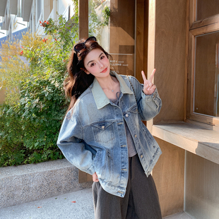 气质减龄渐变色牛仔短款外套女春季2026新款小个子学院风超火夹克