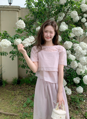 温柔风紫色吊带上衣套装女夏季2026新款绝美漂亮气质半身裙三件套