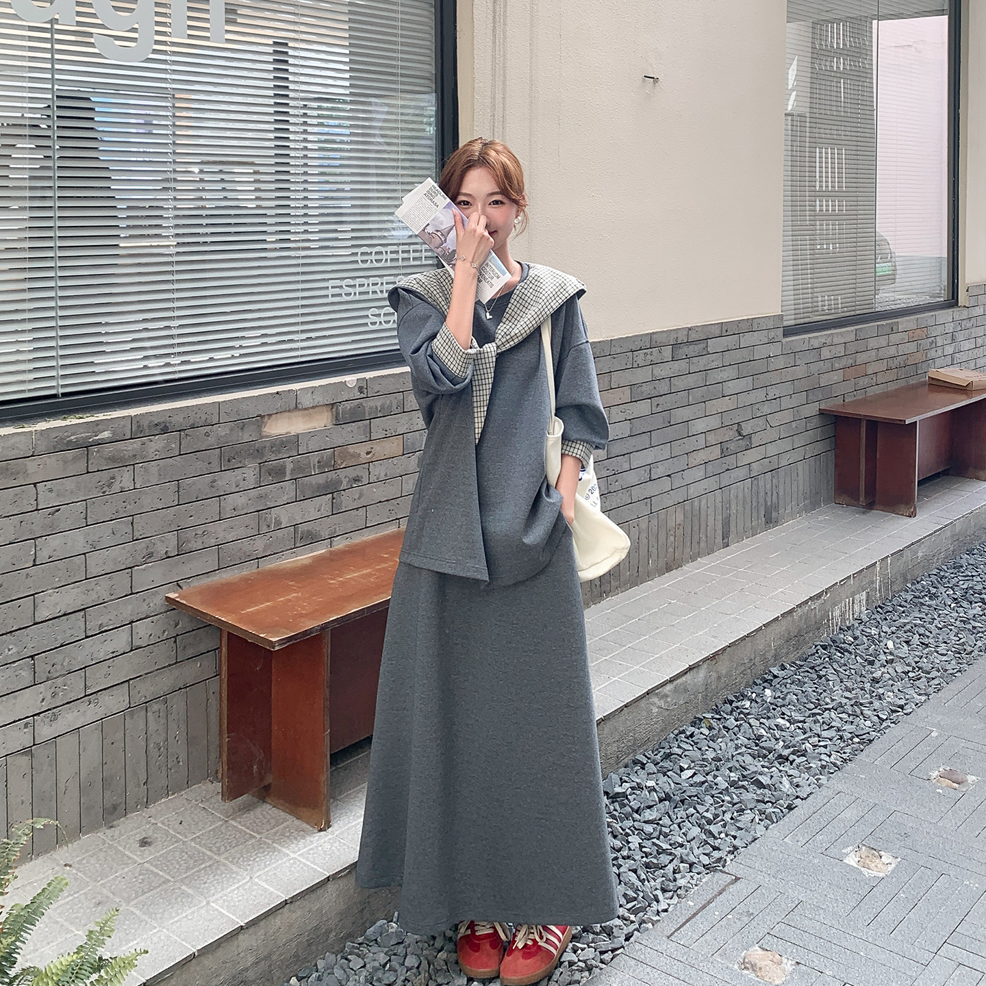 休闲运动格纹拼接连帽卫衣半身裙套装女春季2026新款巨好看两件套,女装/女士精品,时尚套装,淘宝优惠券,粉丝福利购,淘宝优惠卷