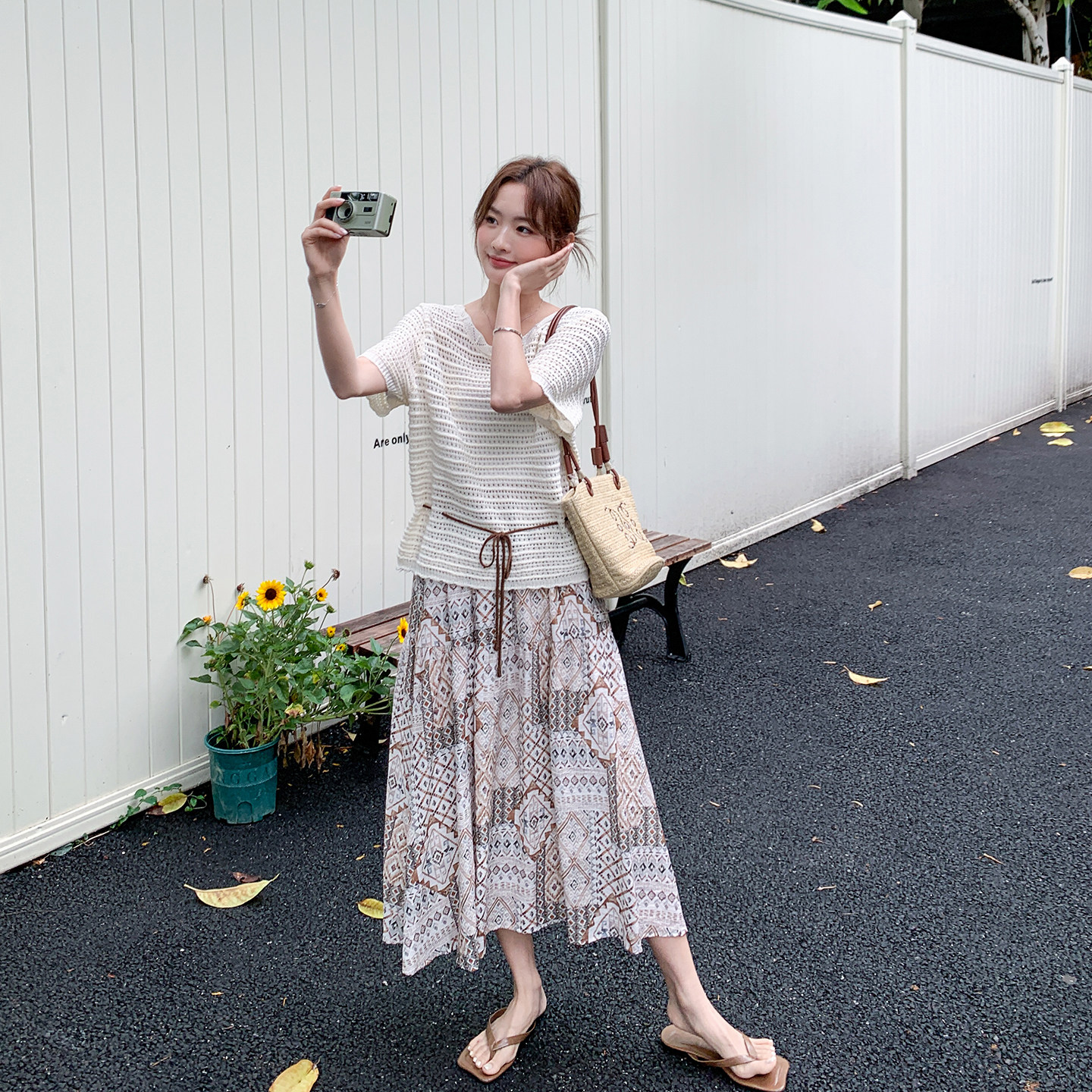 独特漂亮针织衫印花半身裙套装女夏季2026新款今年流行爆款两件套