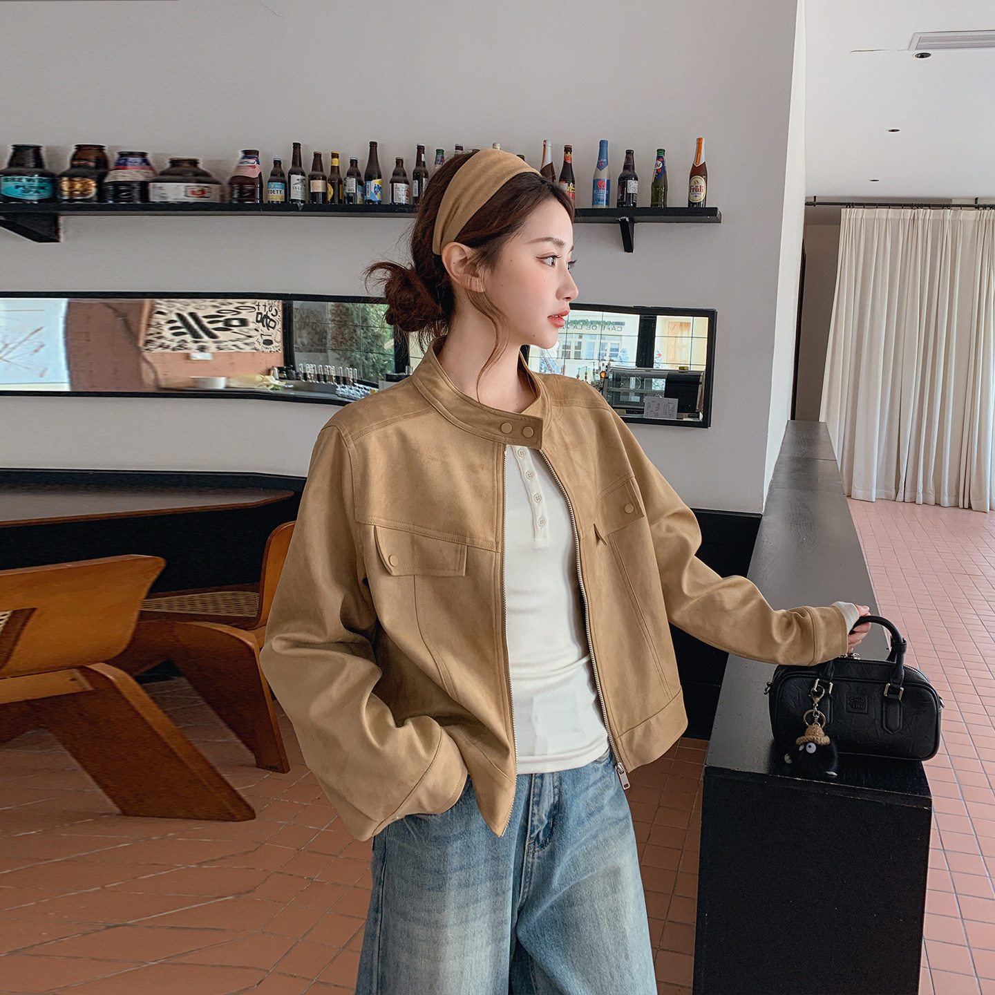 巨好看卡其色立领短款外套女春季2026新款小个子今年流行爆款夹克