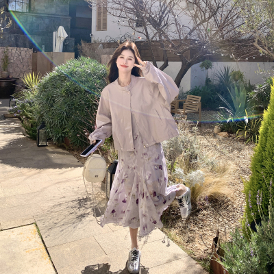 多巴胺甜美碎花吊带百褶连衣裙女