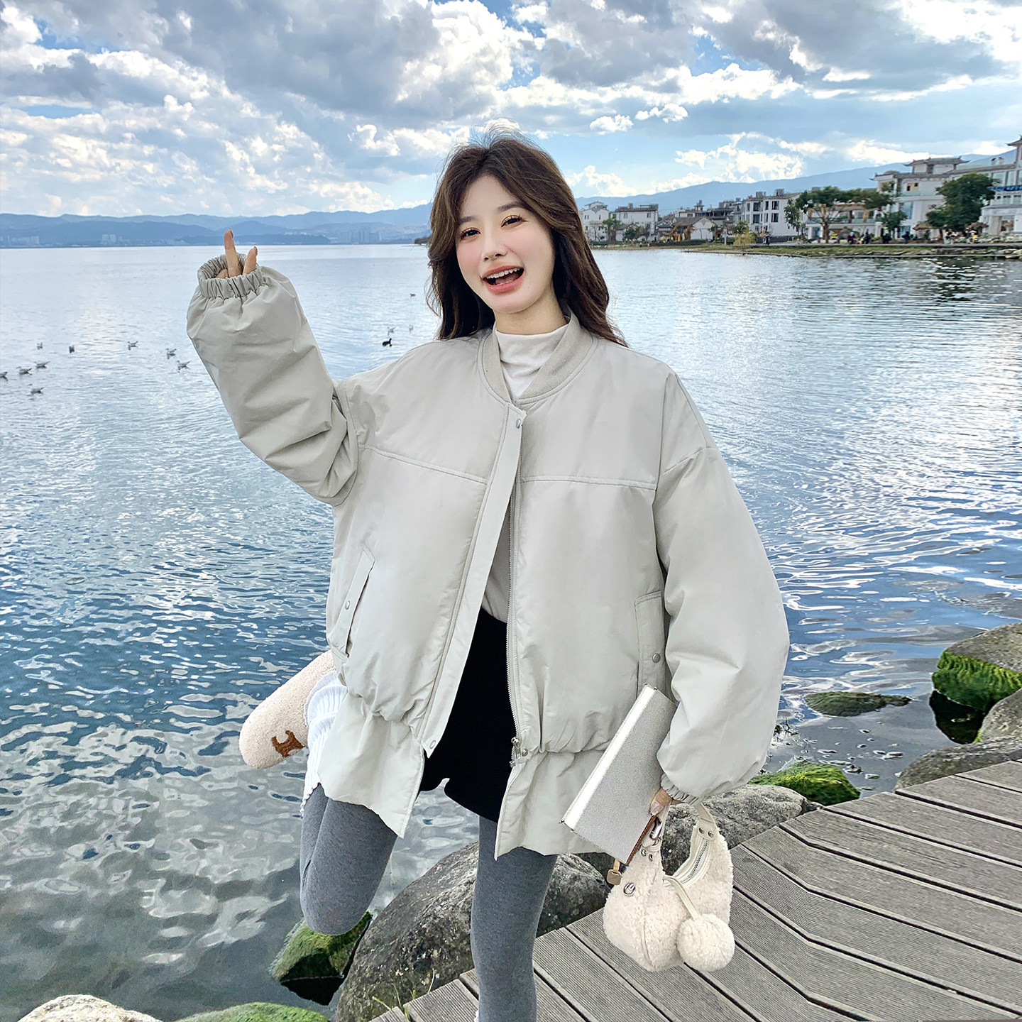 可盐可甜棒球服羽绒服女冬季2025