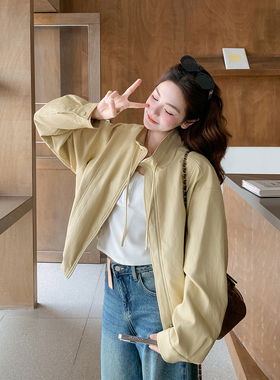 今年流行爆款黄色立领皮衣外套女春季2026新款小个子减龄PU皮夹克