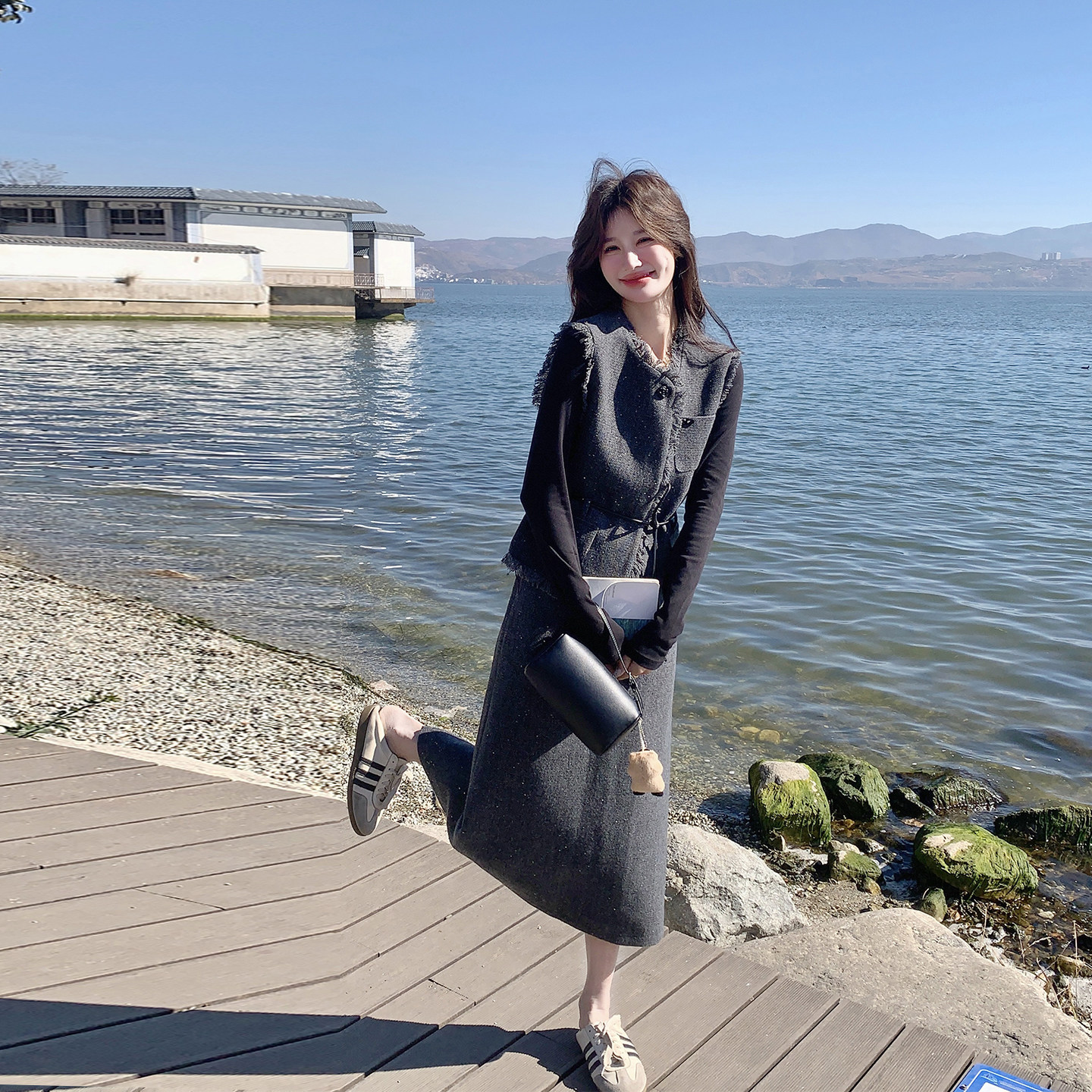 超级好看灰色流苏收腰马甲套装女春季2026新款小香风半身裙两件套,女装/女士精品,时尚套装,淘宝优惠券,粉丝福利购,淘宝优惠卷