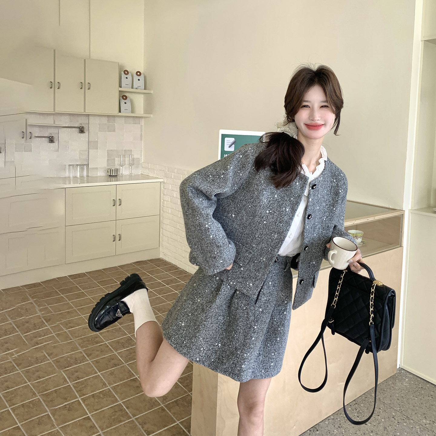 小香风气质名媛亮片套装女春2026