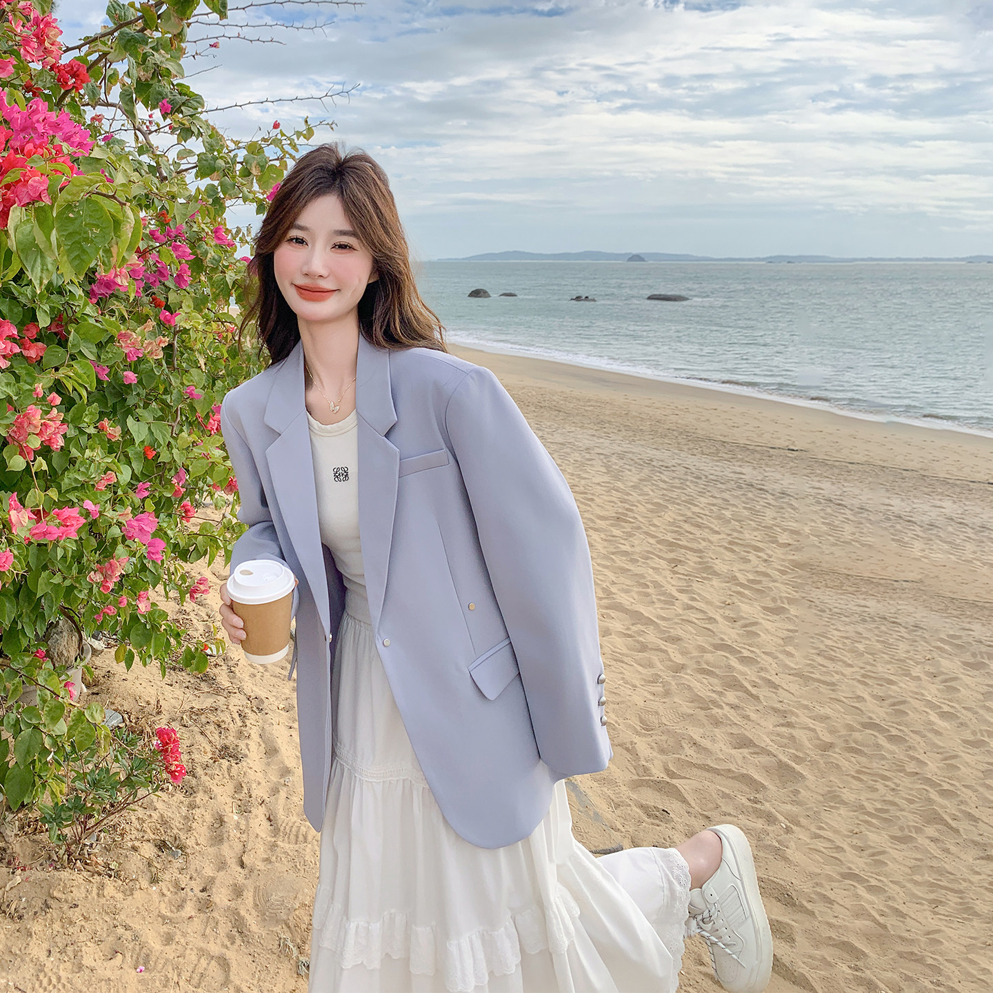 冰川蓝超火西装外套女春季2026新款爆款小个子巨好看气质百搭西服