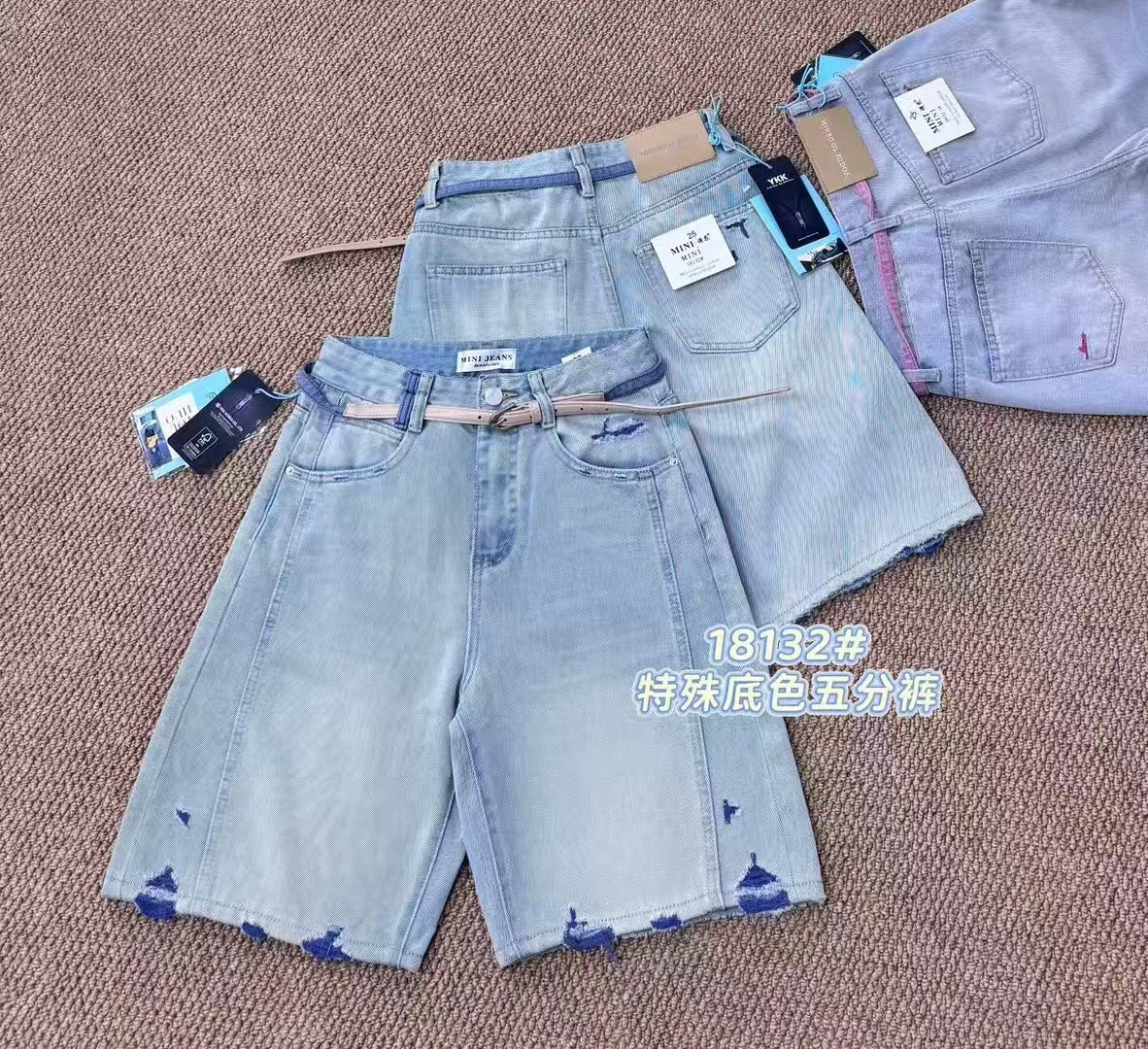 2025 mini jeans 18132夏季新款牛仔短裤女 阔腿五分裤特殊洗水底
